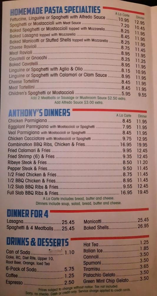 Anthony's Pizzeria Menu image 3